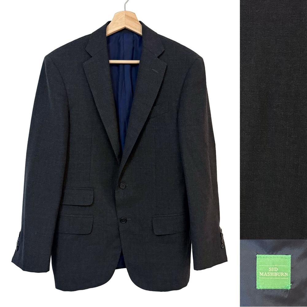 Sid Mashburn 100% Wool Charcoal High-Twist Sport Coat Blazer – 46 IT / 7R Drop